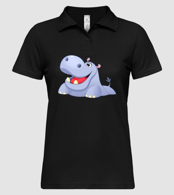 Cute Hippo model negru pe tricou