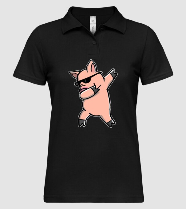 Porc dab model negru pe tricou