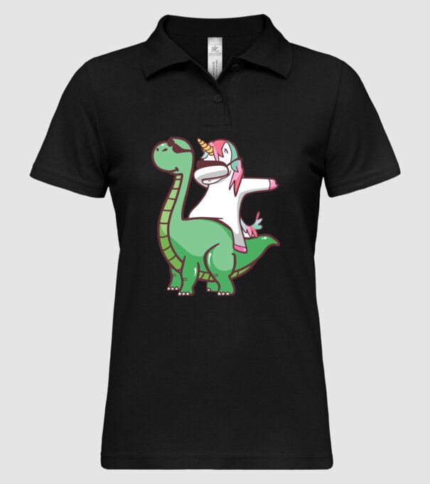 Dinozaur dabunicorn model negru pe tricou