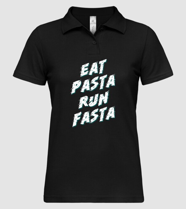 eat pasta run fasta model negru pe tricou