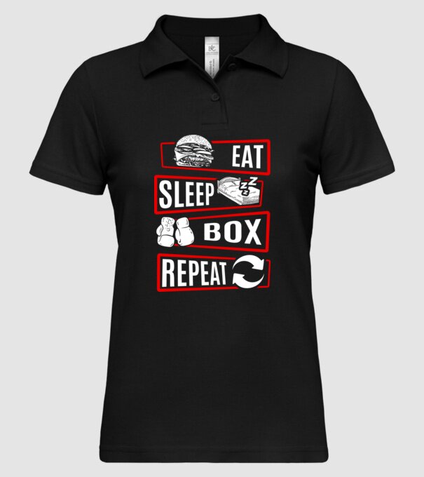 Eat sleep box repeat model negru pe tricou