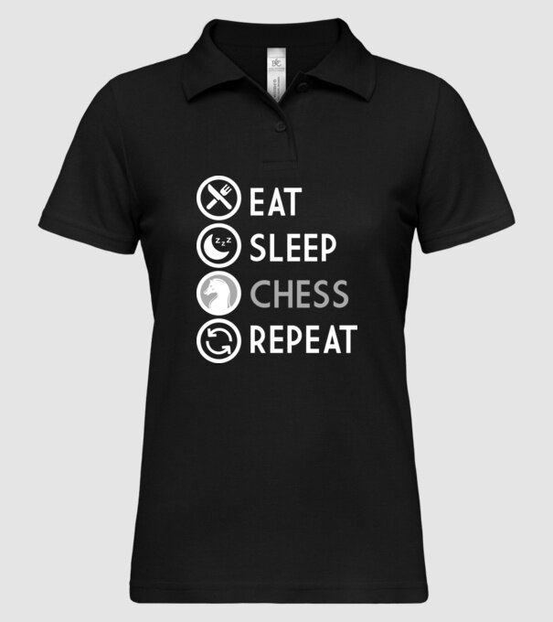 eat sleep chess model negru pe tricou