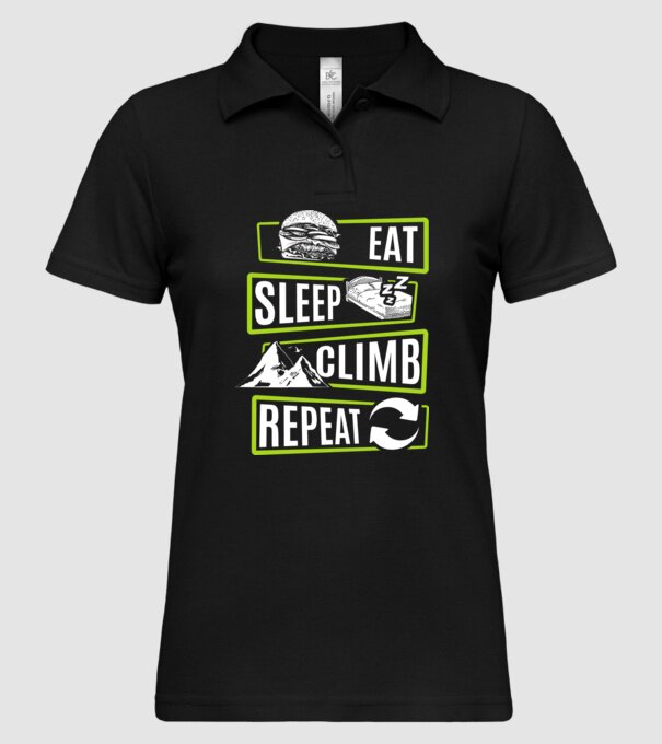 Eat sleep climb repeat model negru pe tricou