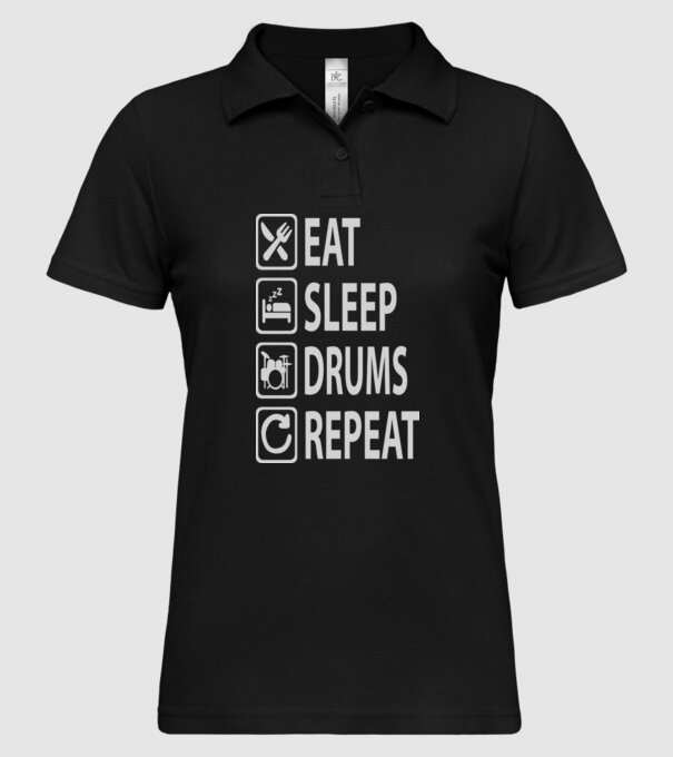Eat Sleep Drum Repeat model negru pe tricou