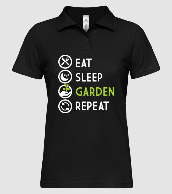 Eat sleep garden repeat model negru pe tricou