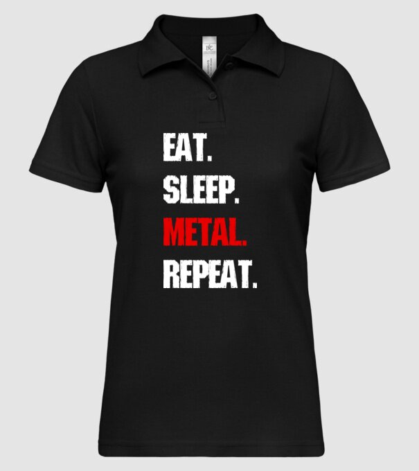 Eat sleep METAL repeat model negru pe tricou
