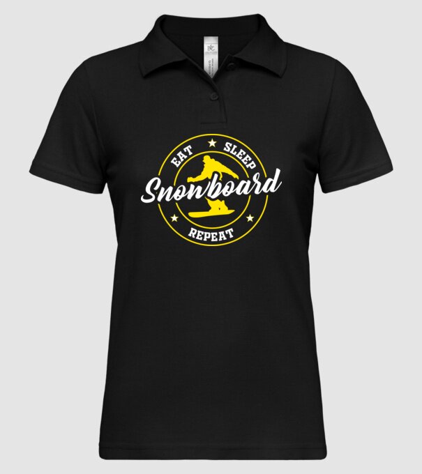 eat sleep snowboard model negru pe tricou