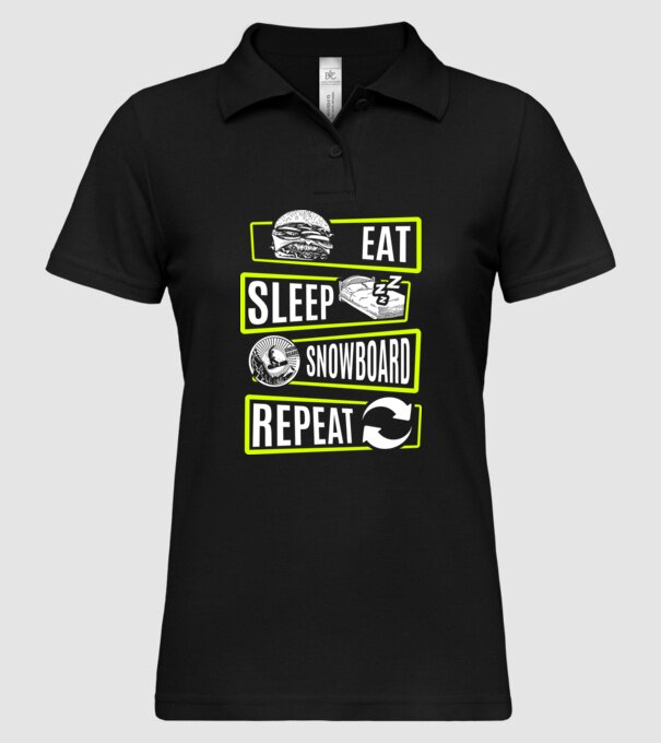 Eat sleep SNOWBOARD repeat V2 model negru pe tricou