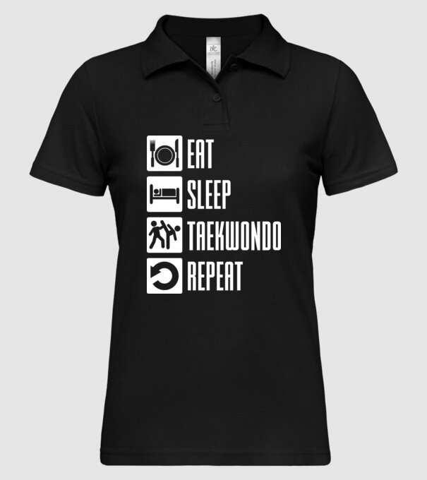 Eat sleep taekwondo model negru pe tricou