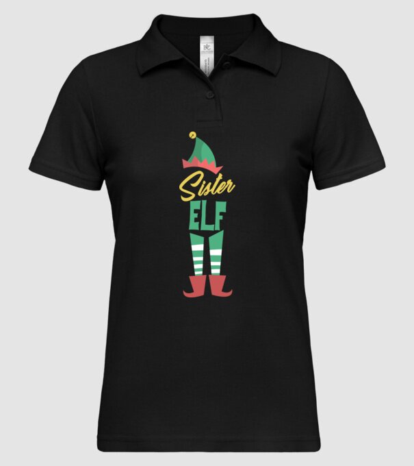 Elf family sister model negru pe tricou