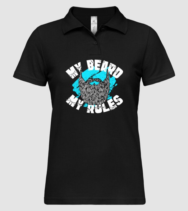 Barba mea, regulile mele (engleză) model negru pe tricou