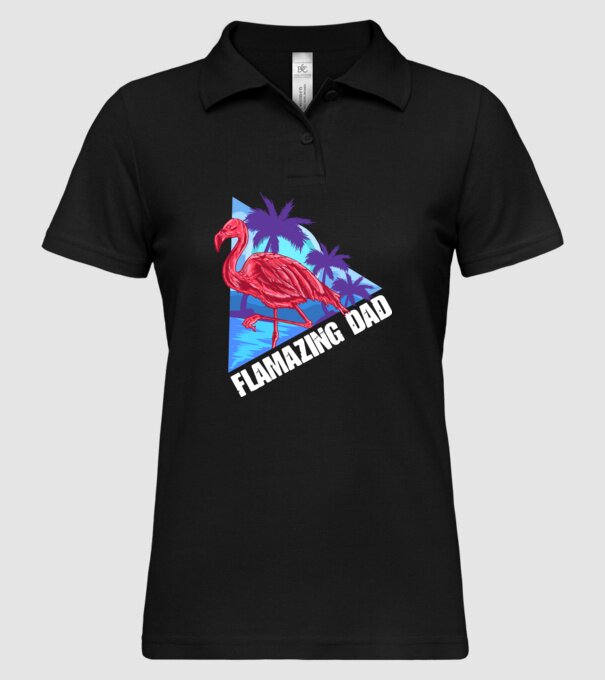 Flamingo dad model negru pe tricou