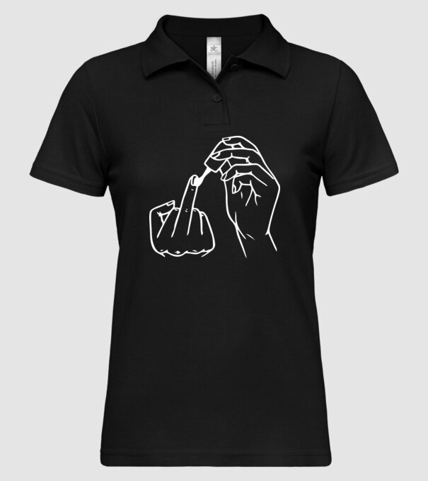 Nail polish Fuck U model negru pe tricou