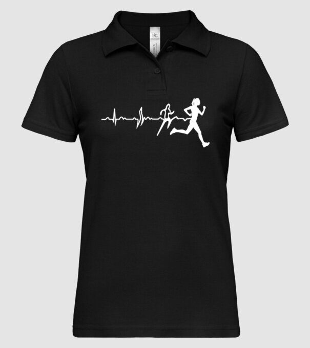 femeie alergătoare ecg model negru pe tricou