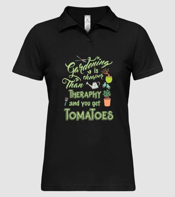 Gardening is cheaper than theraphy model negru pe tricou