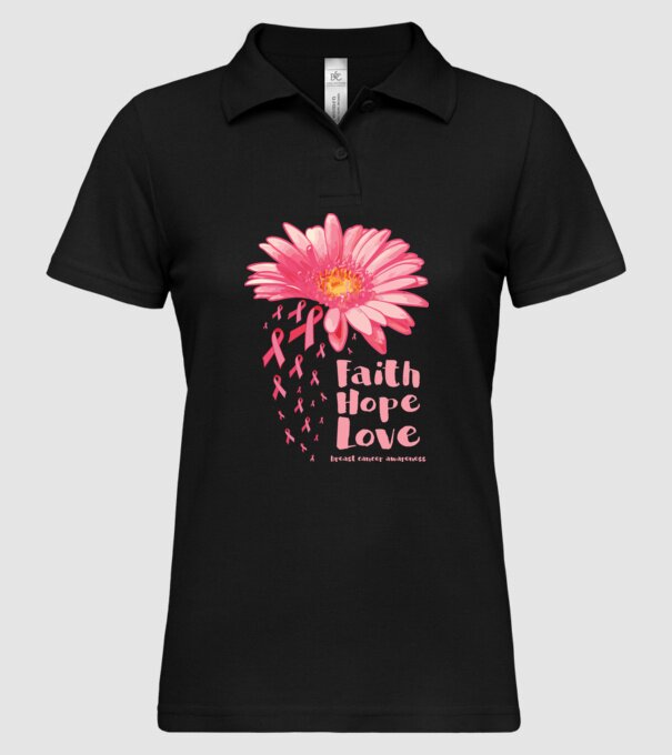 Gerbera faith hope love model negru pe tricou