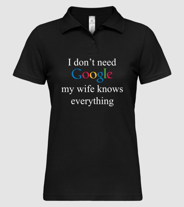 Google wife model negru pe tricou