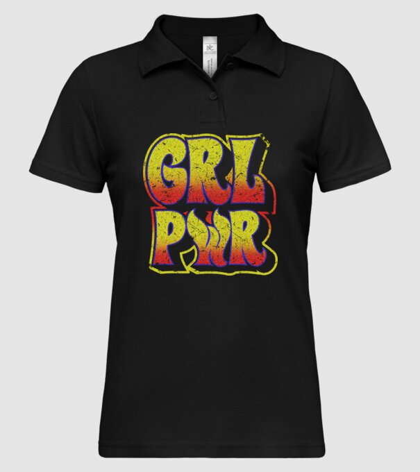 Girl Power retro model negru pe tricou
