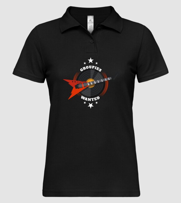 Groupies Wanted model negru pe tricou