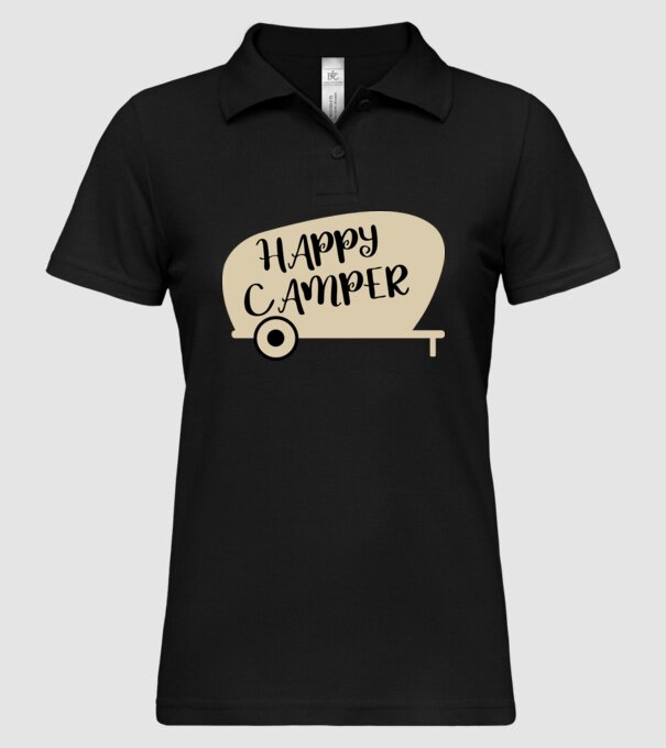 Happy camper text model negru pe tricou