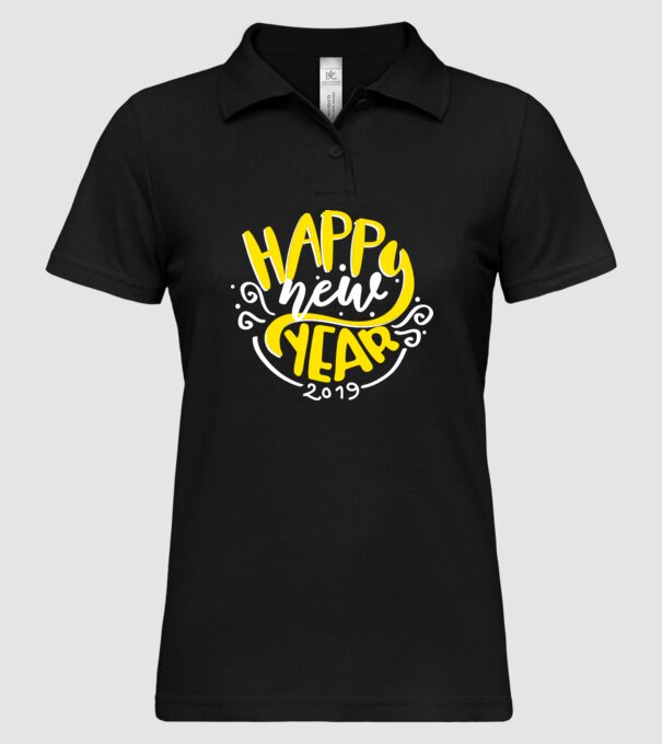 Happy new 2019 model negru pe tricou