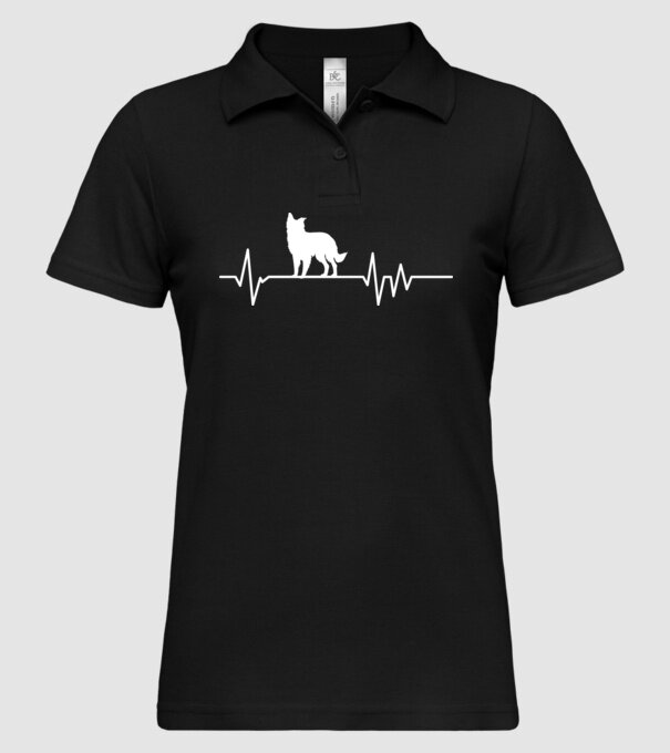 Heartbeat silueta Border collie model negru pe tricou