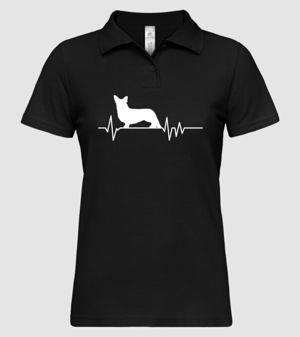 Heartbeat silueta Corgie model negru pe tricou