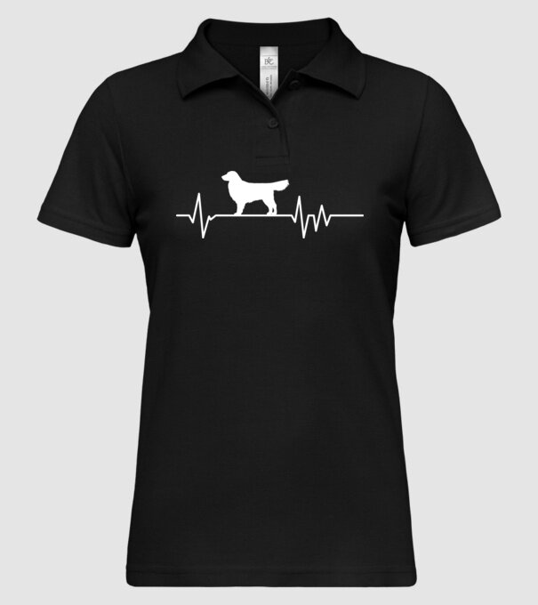 Heartbeat silueta Golden retriever model negru pe tricou
