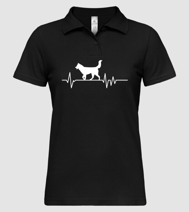 Heartbeat silueta Husky model negru pe tricou