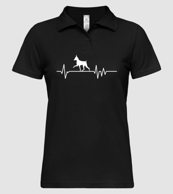 Heartbeat silueta Pinscher model negru pe tricou