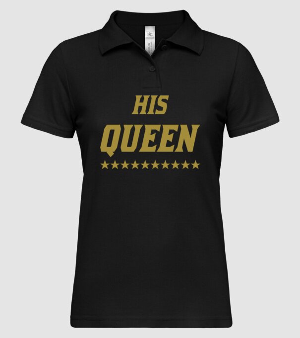His Queen model negru pe tricou