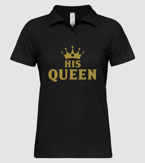 His Queen model negru pe tricou