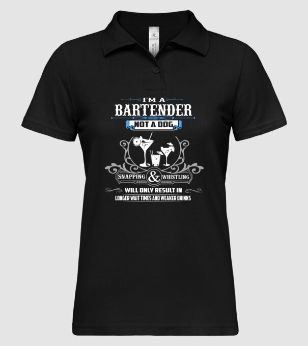 'I''m a bartender NOT a dog' model negru pe tricou