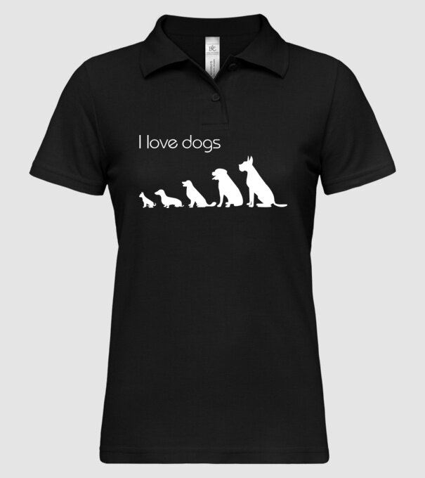 I love dogs model negru pe tricou