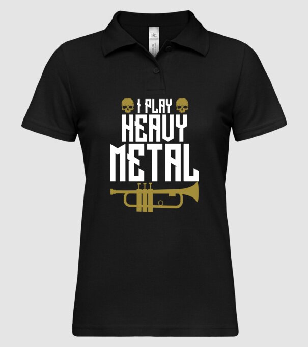 I play heavy metal trumpet model negru pe tricou
