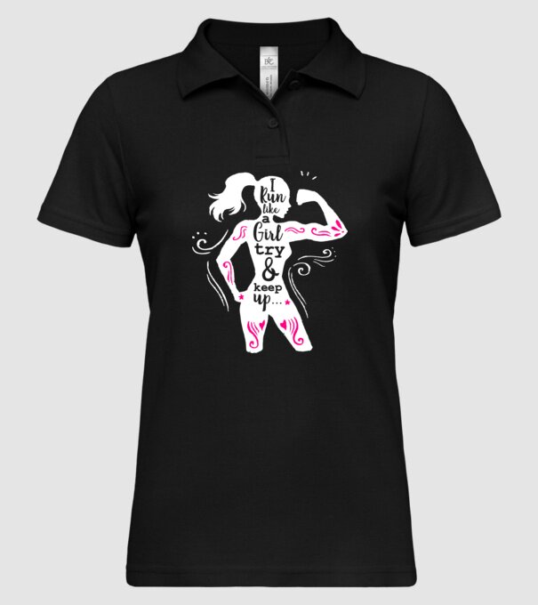 i run like a girl model negru pe tricou