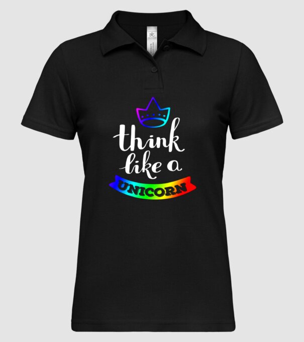 I think like a UNICORN model negru pe tricou