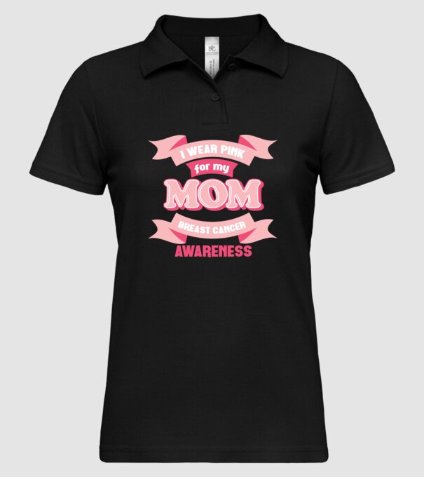I wear pink for my mom model negru pe tricou