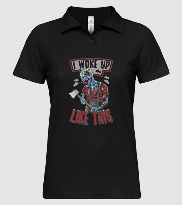 I woke up like this model negru pe tricou