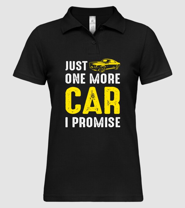 Just one more car I promise model negru pe tricou