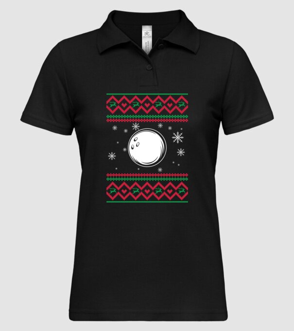 Model tricotat de Crăciun - bowling model negru pe tricou