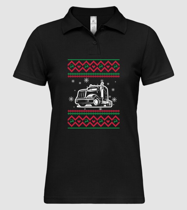 Model tricotat de Crăciun - camion model negru pe tricou