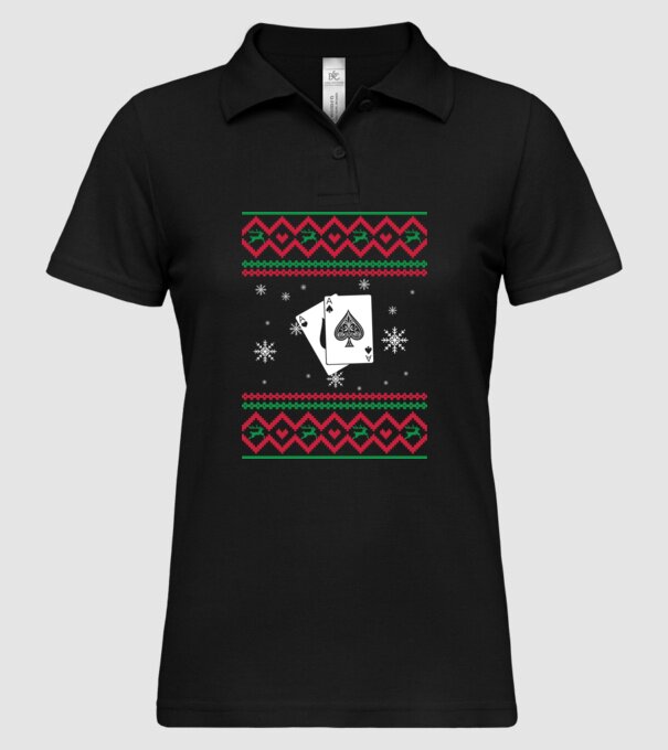 Model tricotat de Crăciun - poker model negru pe tricou