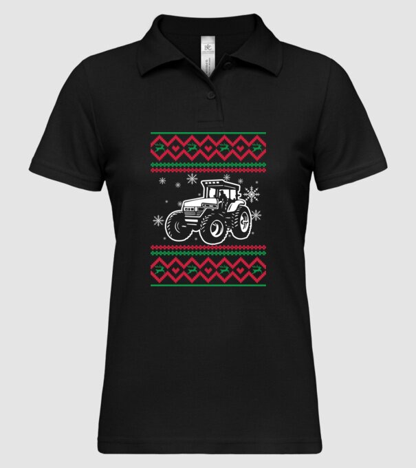 Model tricotat de Crăciun - tractorist model negru pe tricou