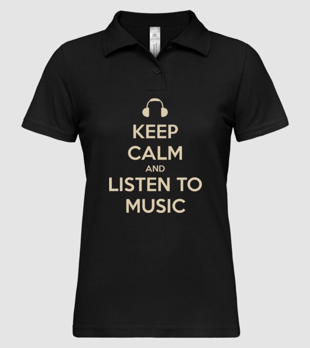keep calm and listen to music model negru pe tricou