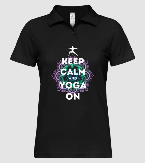 keepcalm yoga white model negru pe tricou