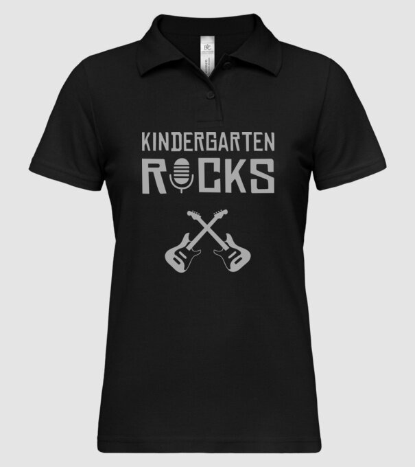 Kindergarten rocks model negru pe tricou