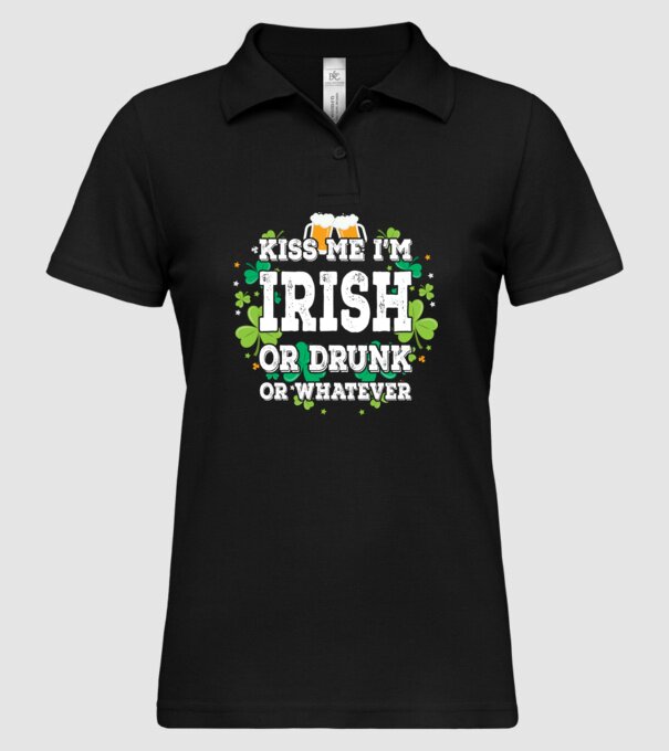 'Kiss me I''m Irish or Drunk' model negru pe tricou