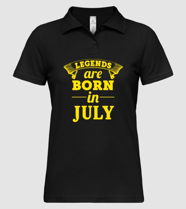 Legends are born in July model negru pe tricou