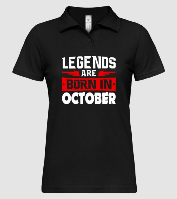 Legends are born in October model negru pe tricou